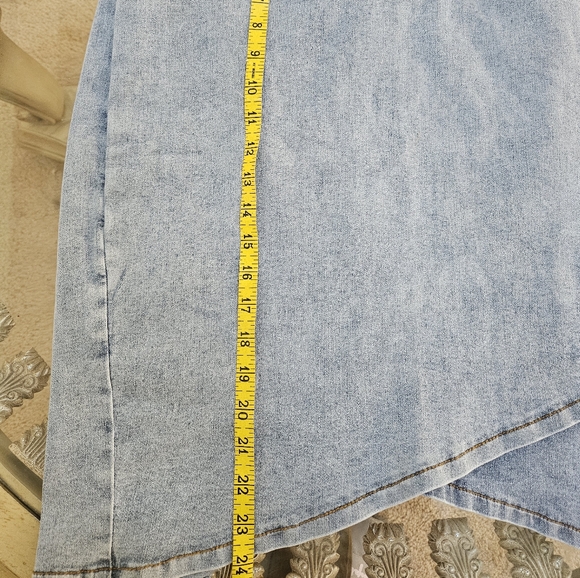 SEXY ASYMETRIC STRETCH DENIM SKIRT WITH FREE CROCHET CAMI TOP - Picture 8 of 8